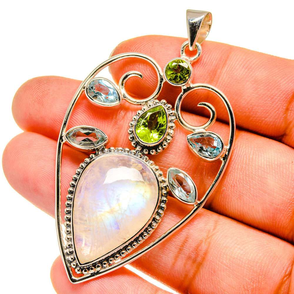 Rainbow Moonstone Pendants handcrafted by Ana Silver Co - PD12771