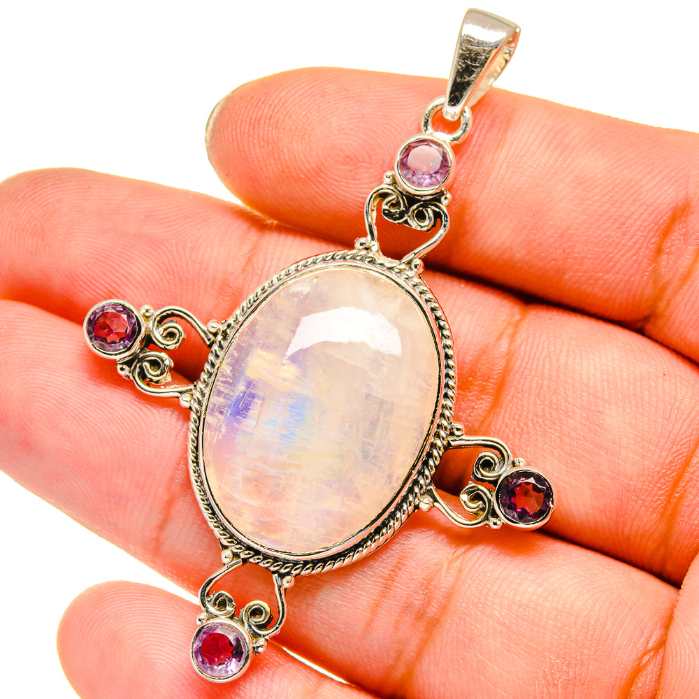 Rainbow Moonstone Pendants handcrafted by Ana Silver Co - PD12780