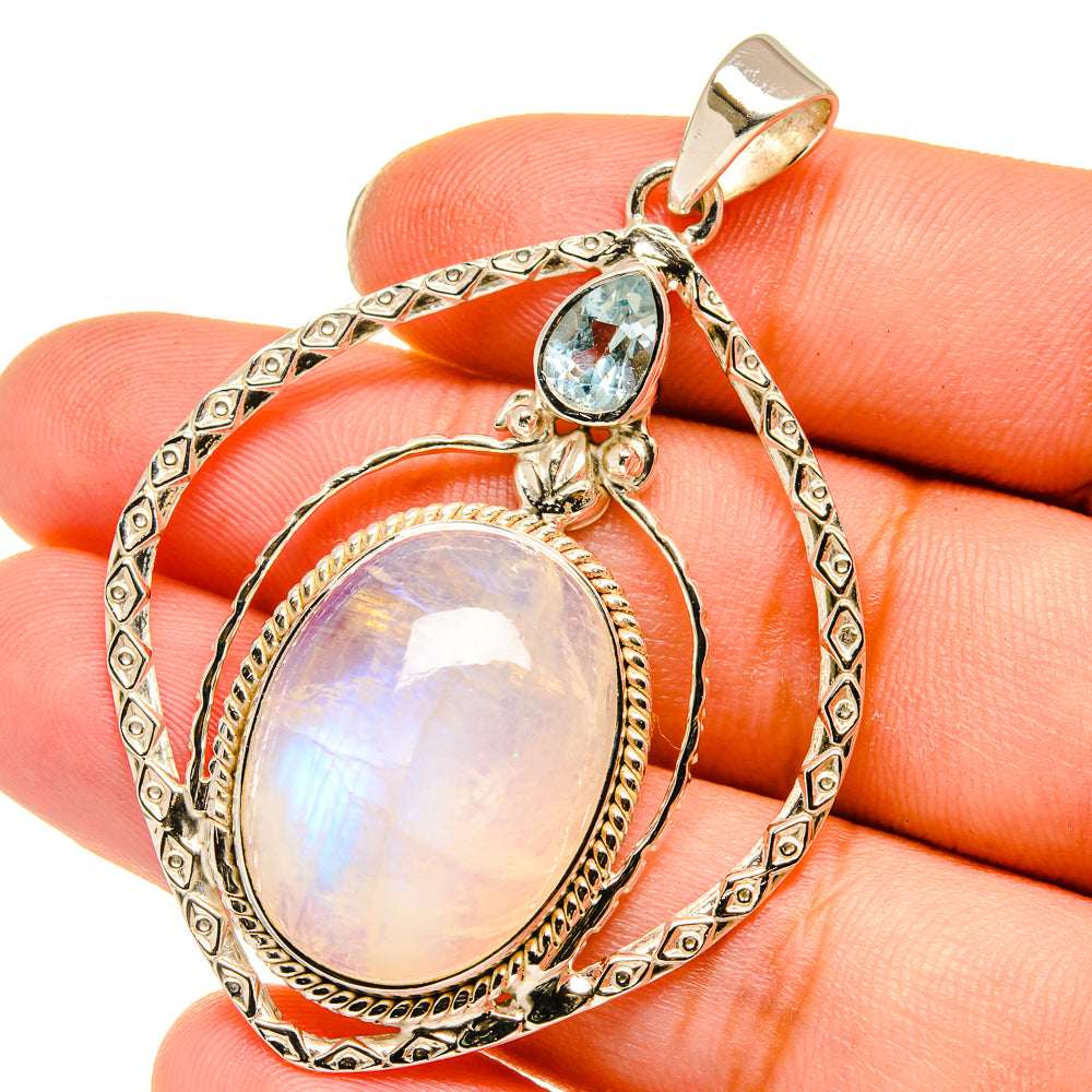 Rainbow Moonstone Pendants handcrafted by Ana Silver Co - PD12783