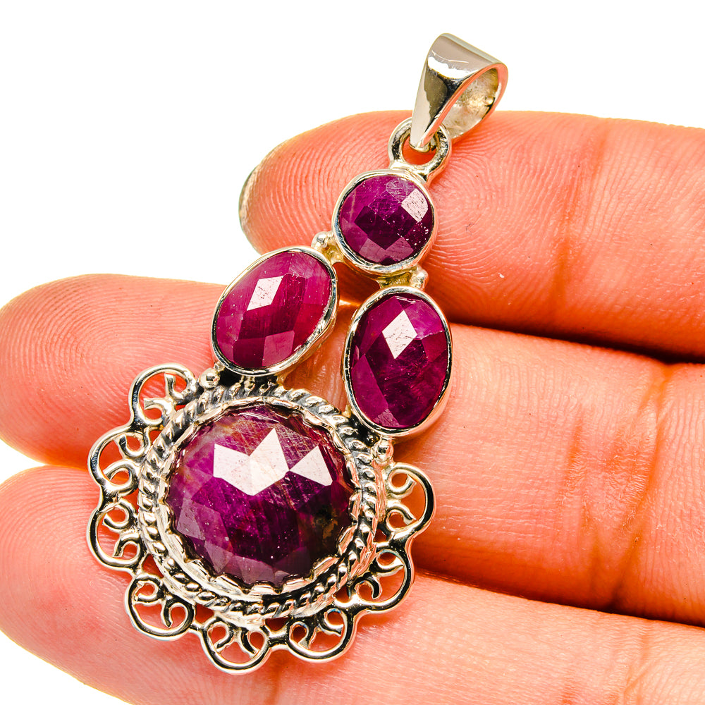 Ruby Pendants handcrafted by Ana Silver Co - PD12786
