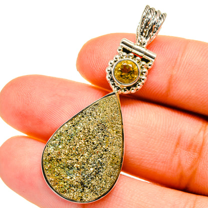 Spectro Pyrite Druzy Pendants handcrafted by Ana Silver Co - PD12822