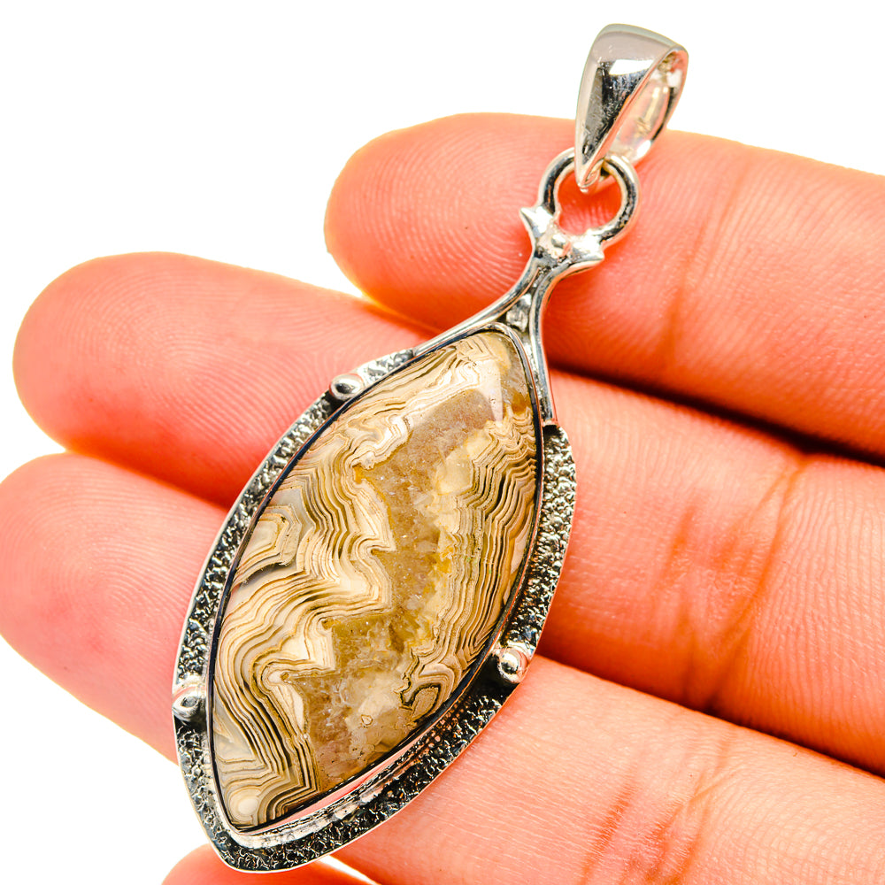 Laguna Lace Agate Pendants handcrafted by Ana Silver Co - PD12843