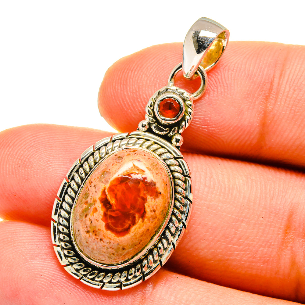 Mexican Fire Opal Pendants handcrafted by Ana Silver Co - PD12844