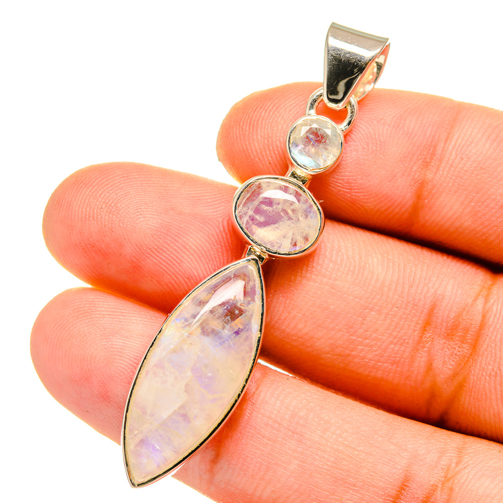 Rainbow Moonstone Pendants handcrafted by Ana Silver Co - PD12847