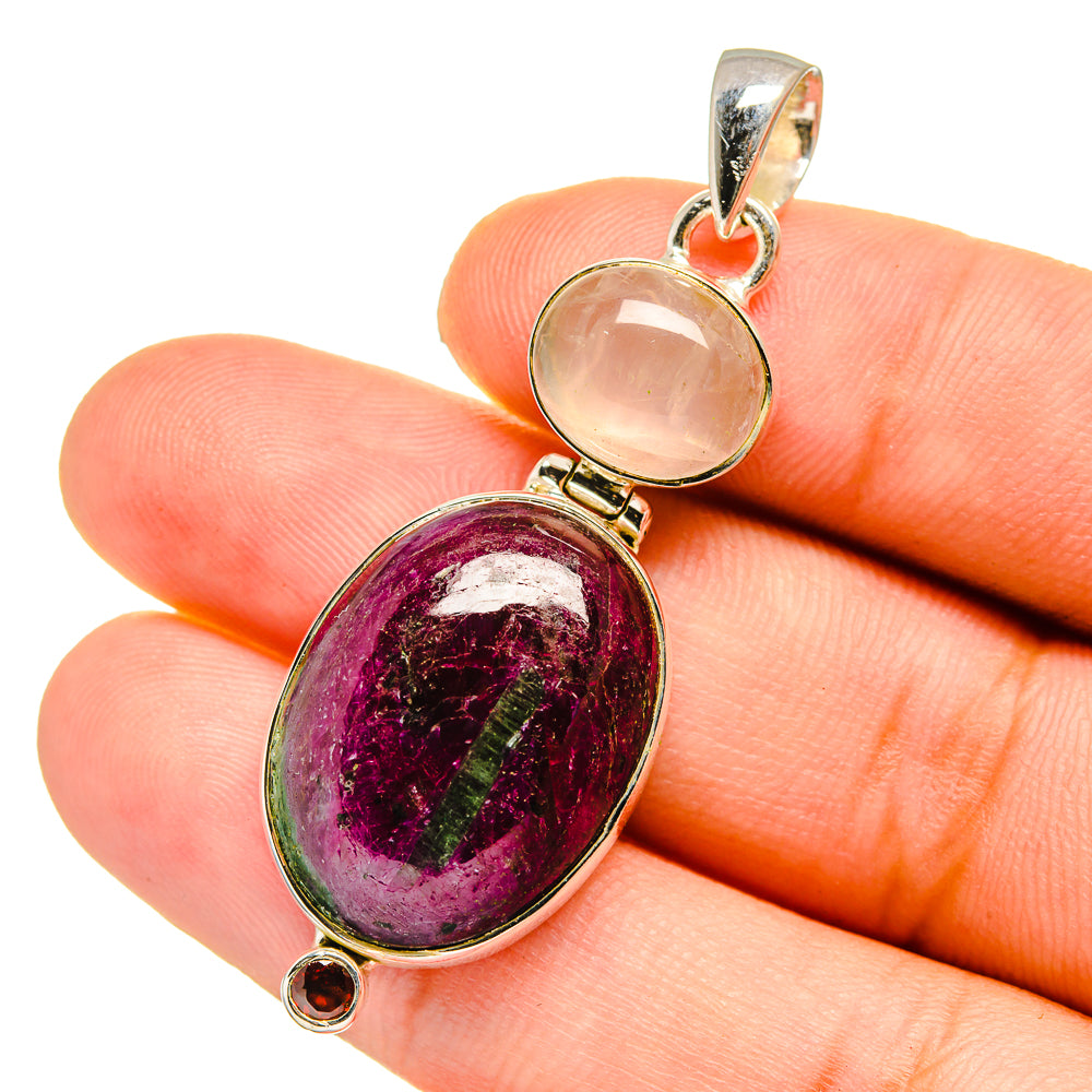 Ruby Zoisite Pendants handcrafted by Ana Silver Co - PD12851