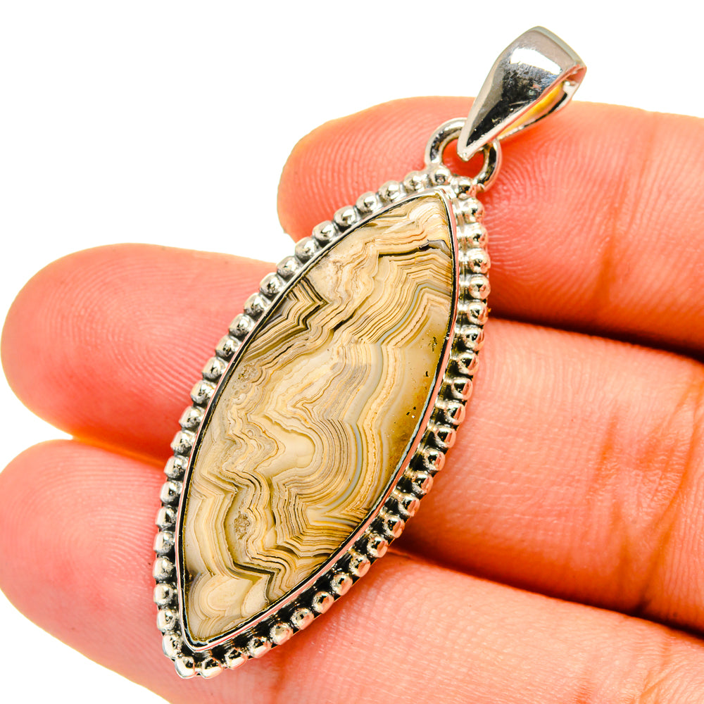 Laguna Lace Agate Pendants handcrafted by Ana Silver Co - PD12914