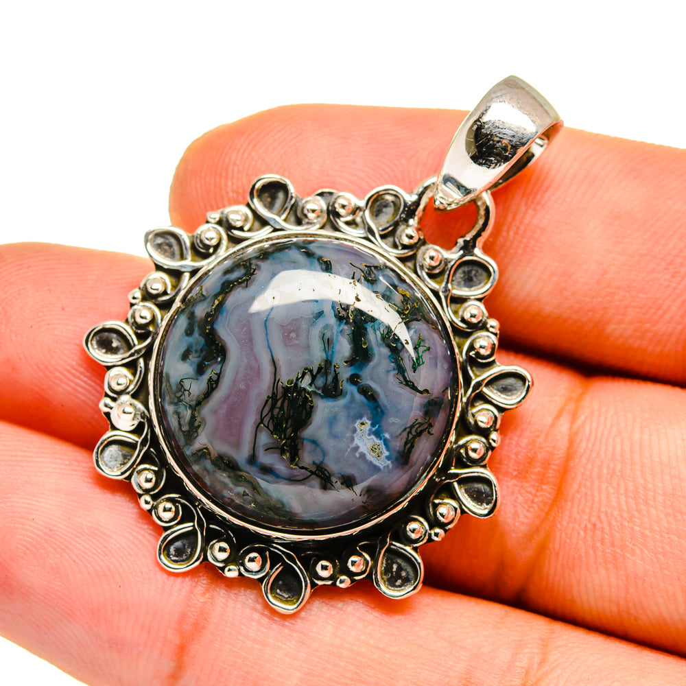 Green Moss Agate Pendants handcrafted by Ana Silver Co - PD12947