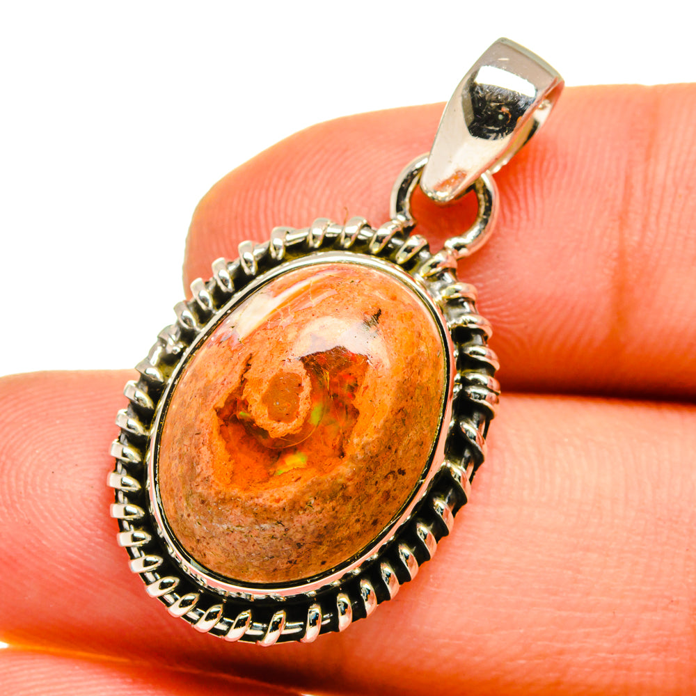 Mexican Fire Opal Pendants handcrafted by Ana Silver Co - PD12986