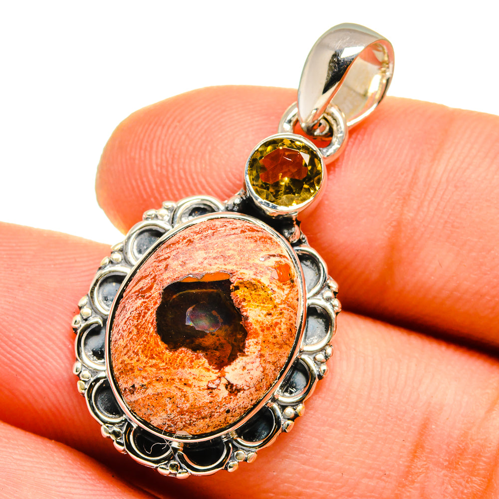 Mexican Fire Opal Pendants handcrafted by Ana Silver Co - PD12988