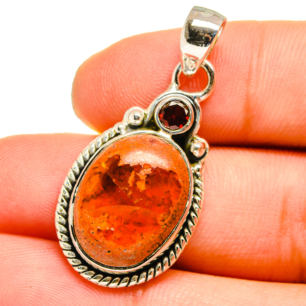 Mexican Fire Opal Pendants handcrafted by Ana Silver Co - PD13003