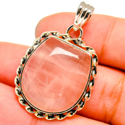 Rose Quartz Pendants handcrafted by Ana Silver Co - PD13030
