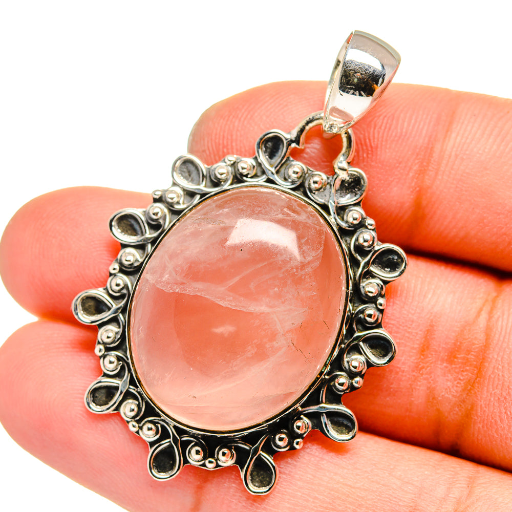 Rose Quartz Pendants handcrafted by Ana Silver Co - PD13045