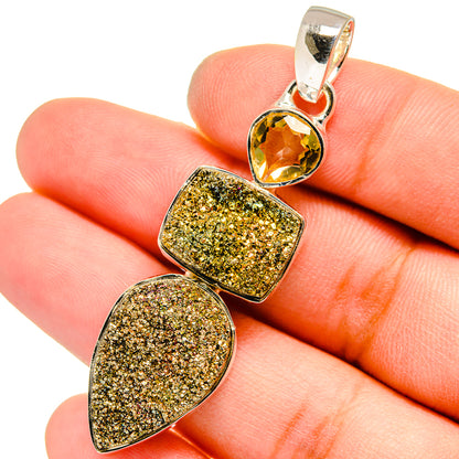 Spectro Pyrite Druzy Pendants handcrafted by Ana Silver Co - PD13053