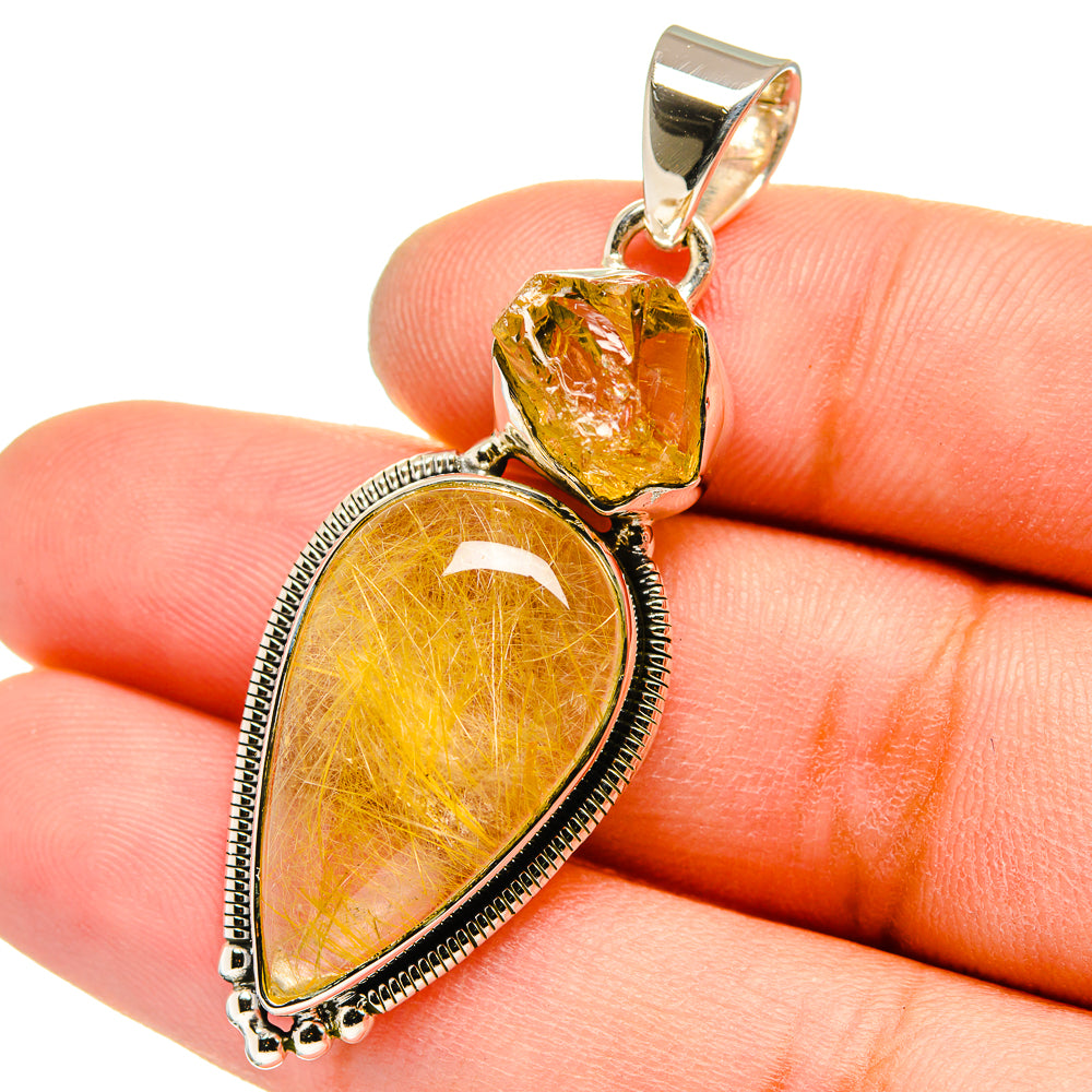 Rutilated Quartz Pendants handcrafted by Ana Silver Co - PD13072