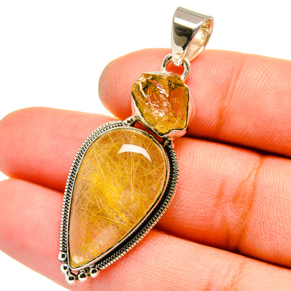 Rutilated Quartz Pendants handcrafted by Ana Silver Co - PD13072