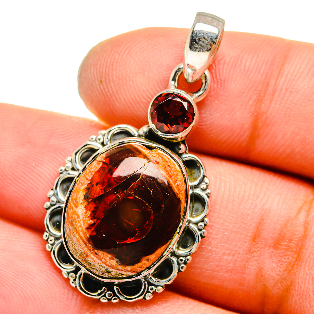 Mexican Fire Opal Pendants handcrafted by Ana Silver Co - PD13074
