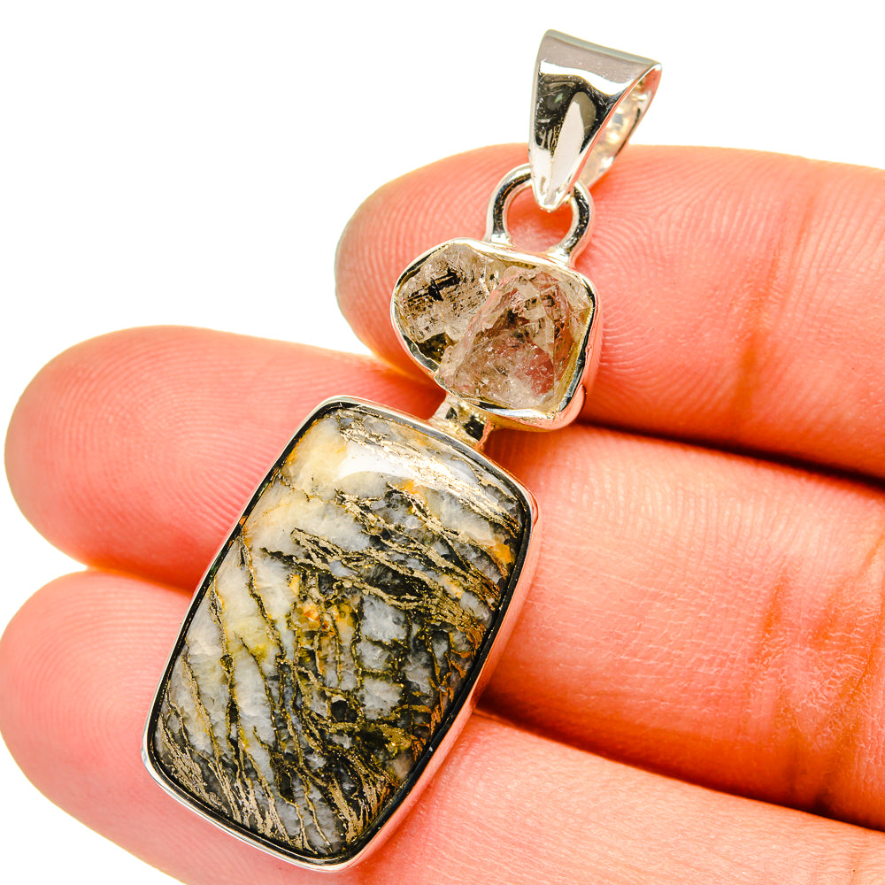 Sterling silver agate pendant with rectangular stone and small crystal cabochon bail