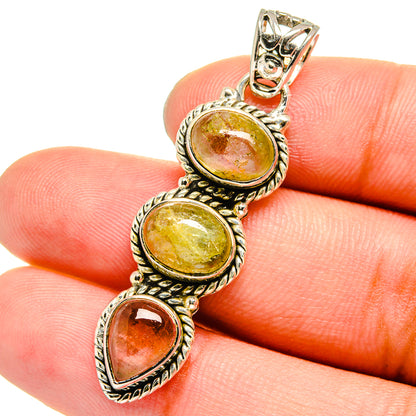 Watermelon Tourmaline Pendants handcrafted by Ana Silver Co - PD13273