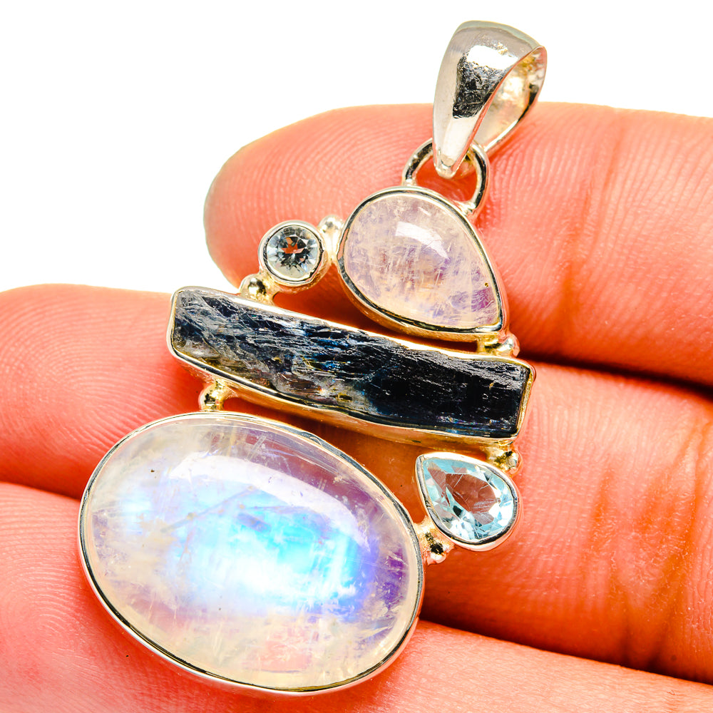 Rainbow Moonstone Pendants handcrafted by Ana Silver Co - PD13311