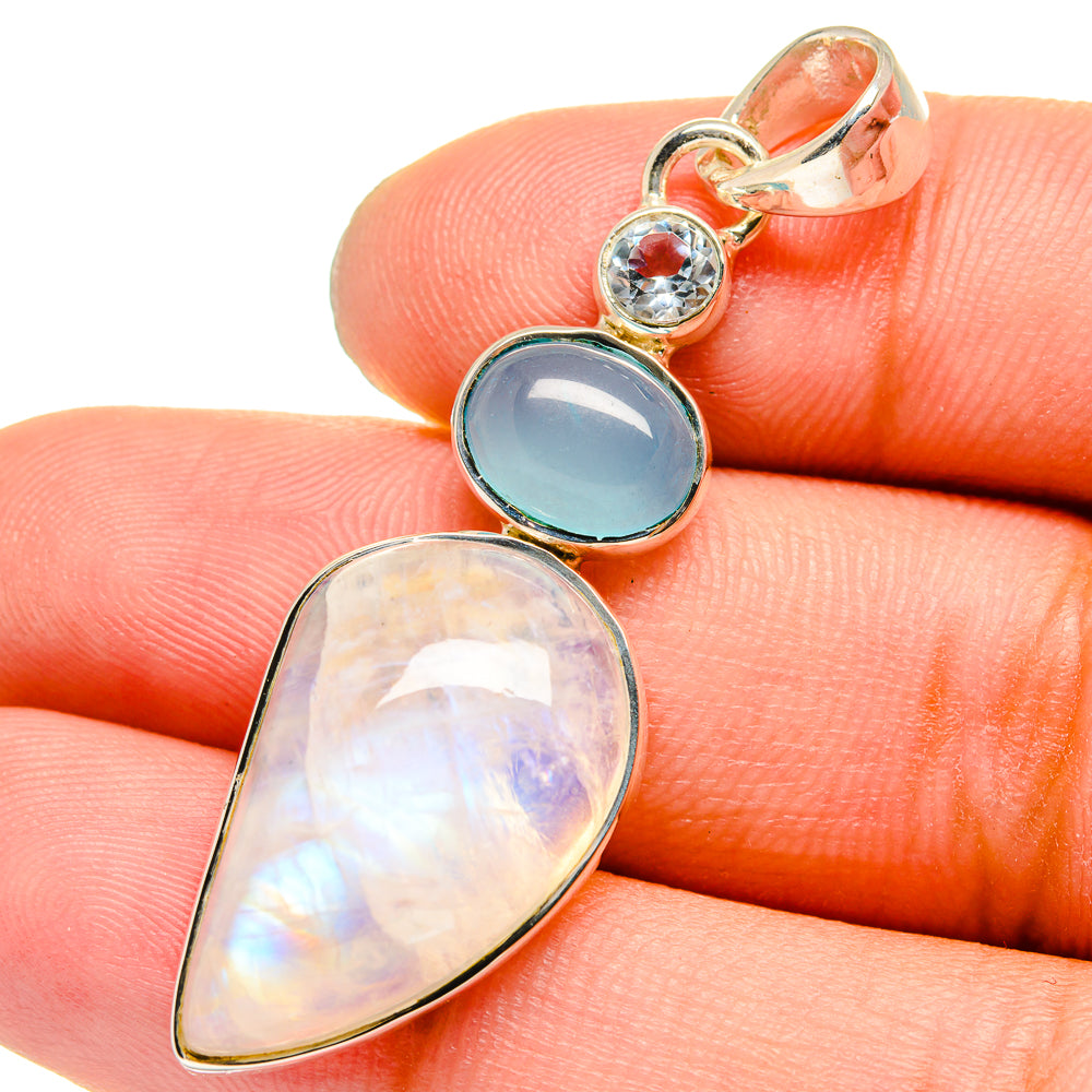 Rainbow Moonstone Pendants handcrafted by Ana Silver Co - PD13314