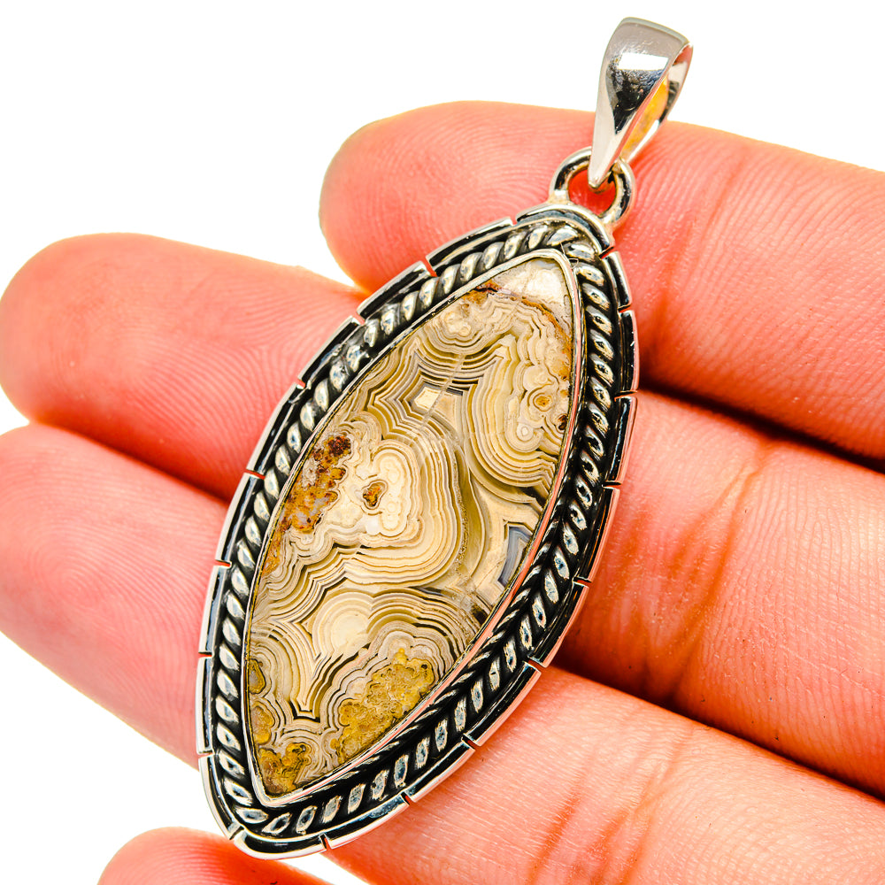 Laguna Lace Agate Pendants handcrafted by Ana Silver Co - PD13337