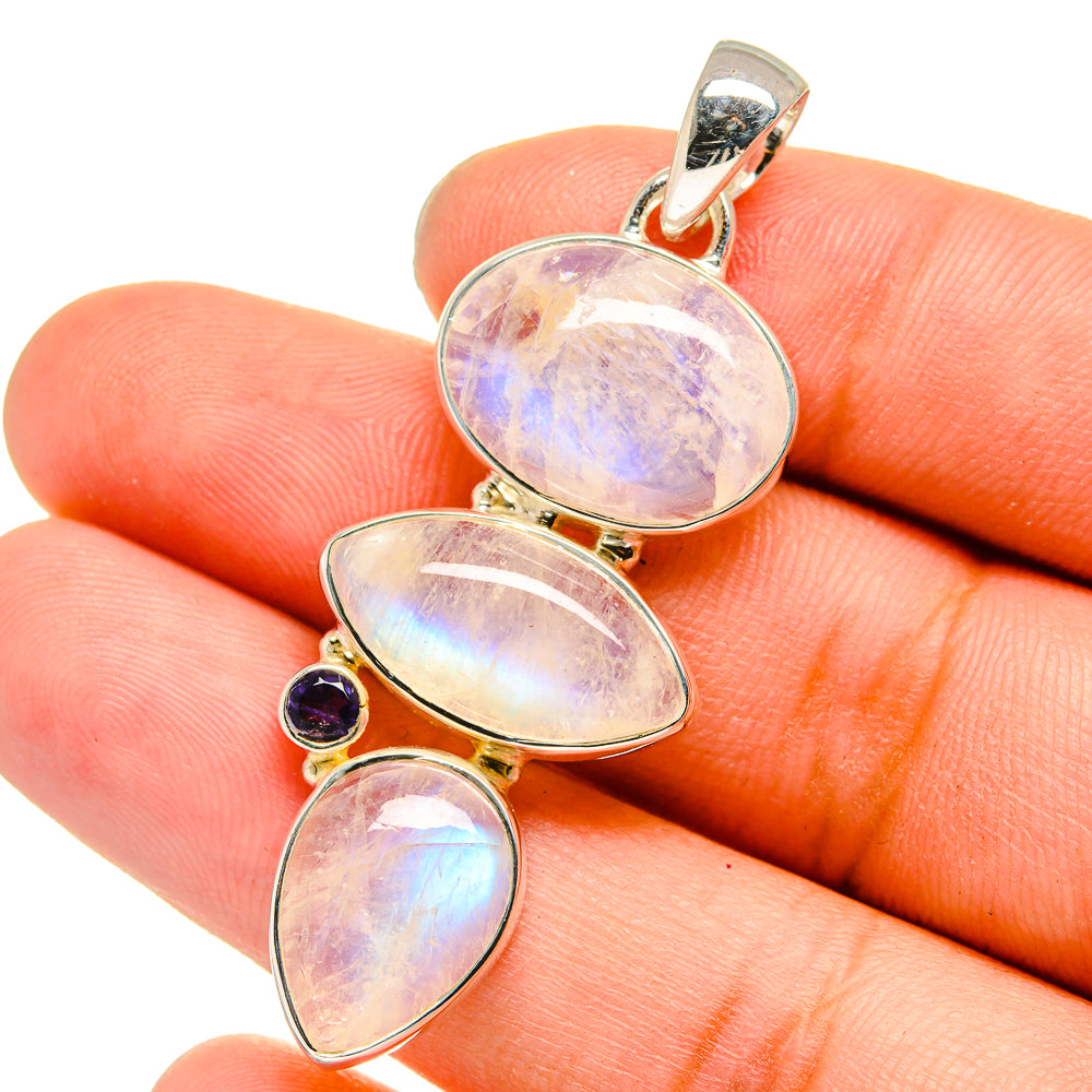 Rainbow Moonstone Pendants handcrafted by Ana Silver Co - PD13392