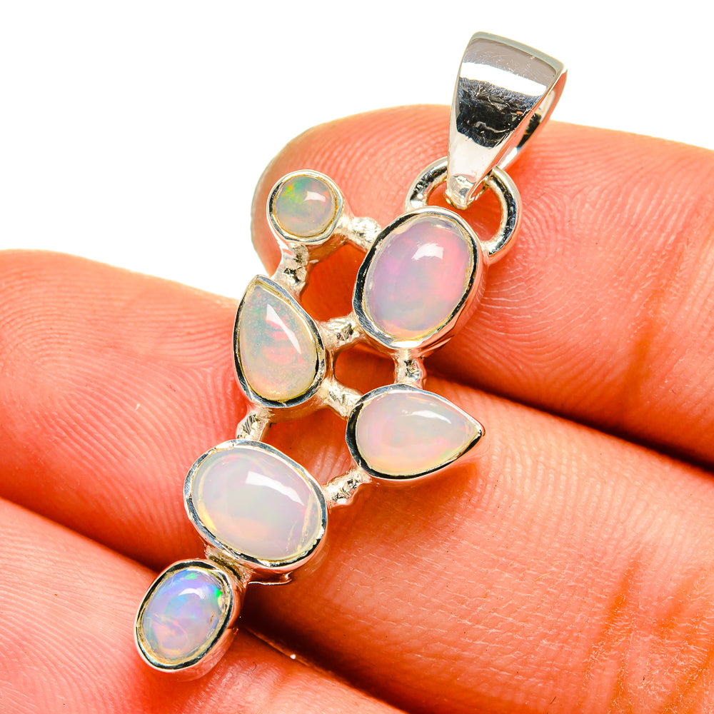 925 sterling silver opal pendant with five oval opal stones and polished bail