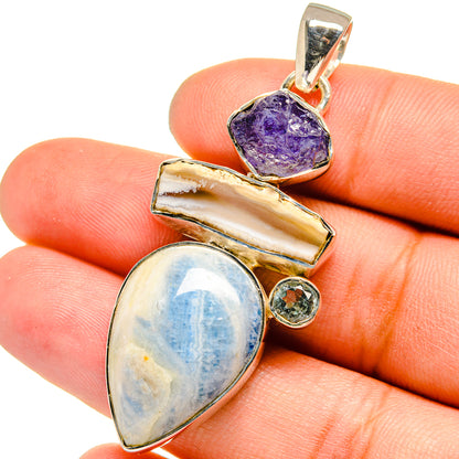 Blue Scheelite Pendants handcrafted by Ana Silver Co - PD13413