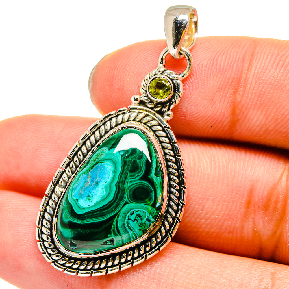 Malachite In Chrysocolla Pendants handcrafted by Ana Silver Co - PD13428