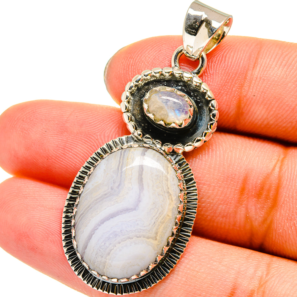 Blue Lace Agate Pendants handcrafted by Ana Silver Co - PD13439