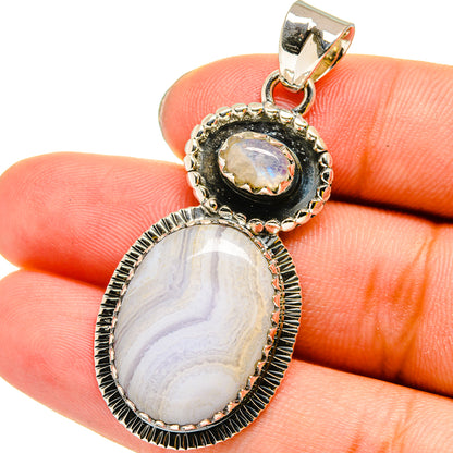 Blue Lace Agate Pendants handcrafted by Ana Silver Co - PD13439