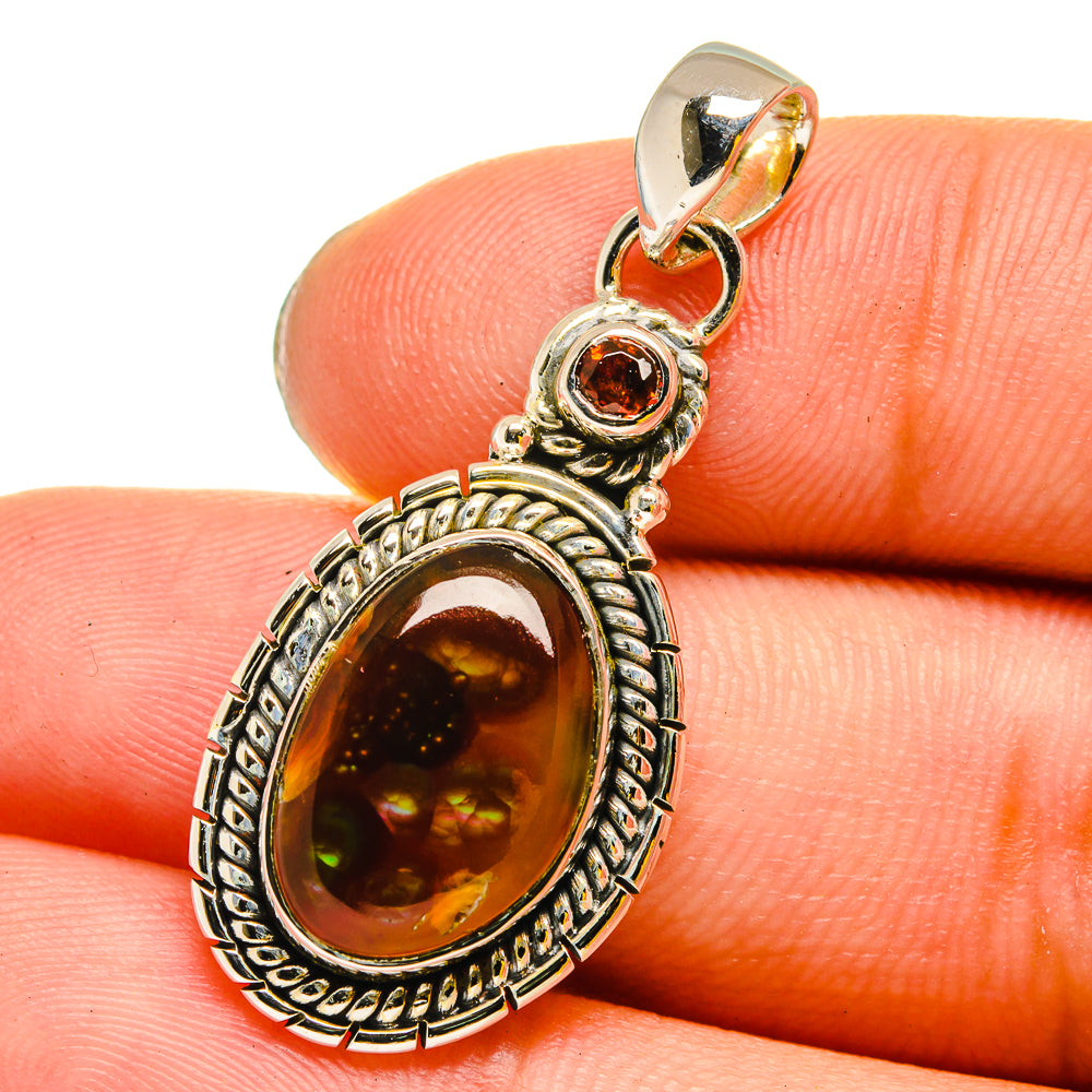 Mexican Fire Agate Pendants handcrafted by Ana Silver Co - PD13461