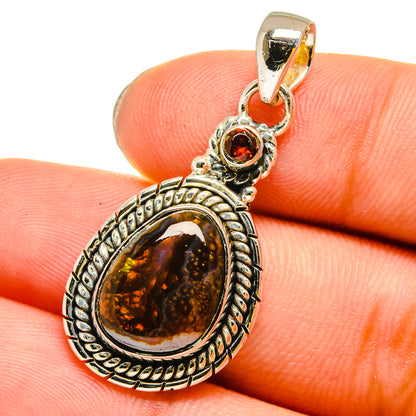 Mexican Fire Agate Pendants handcrafted by Ana Silver Co - PD13462