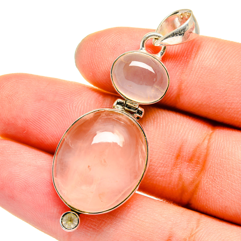 Rose Quartz Pendants handcrafted by Ana Silver Co - PD13519
