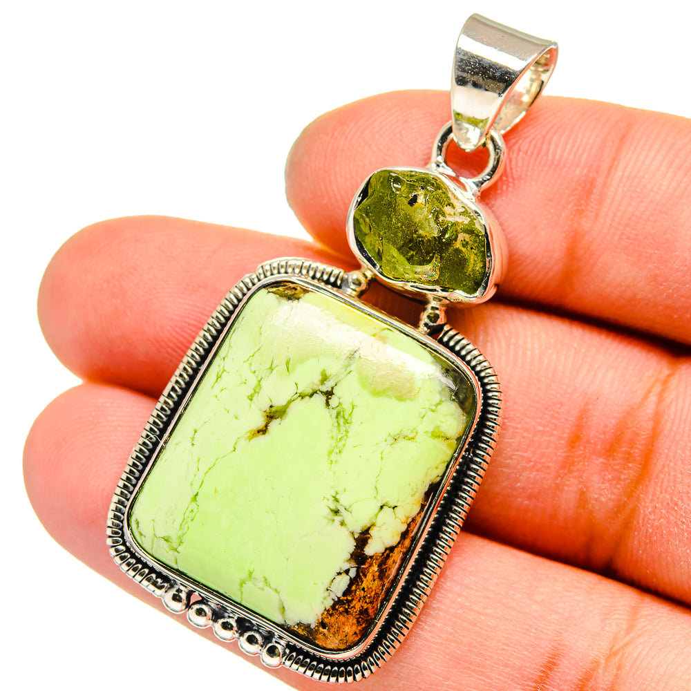 Lemon Chrysoprase, Peridot Pendants handcrafted by Ana Silver Co - PD13537