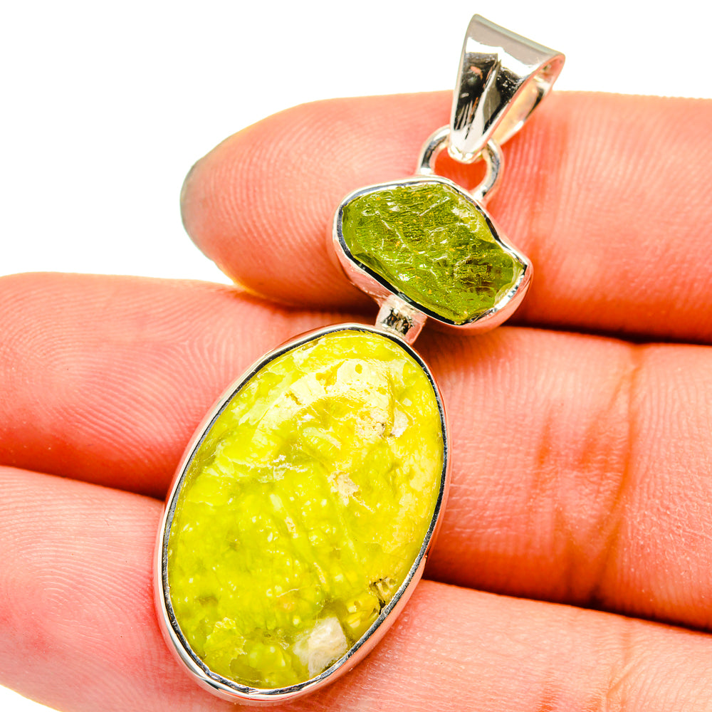 African Green Opal, Peridot Pendants handcrafted by Ana Silver Co - PD13539