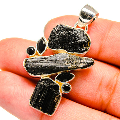 Black Tourmaline, Black Onyx Pendants handcrafted by Ana Silver Co - PD13542