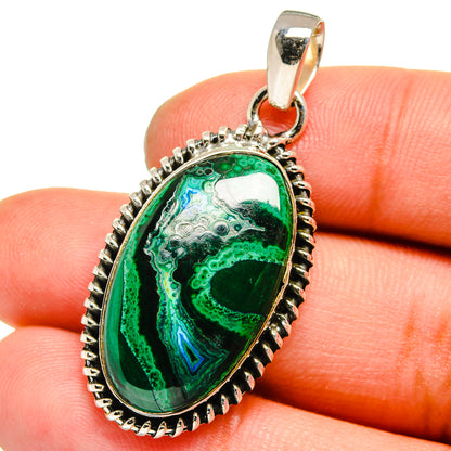 Malachite In Chrysocolla Pendants handcrafted by Ana Silver Co - PD13555