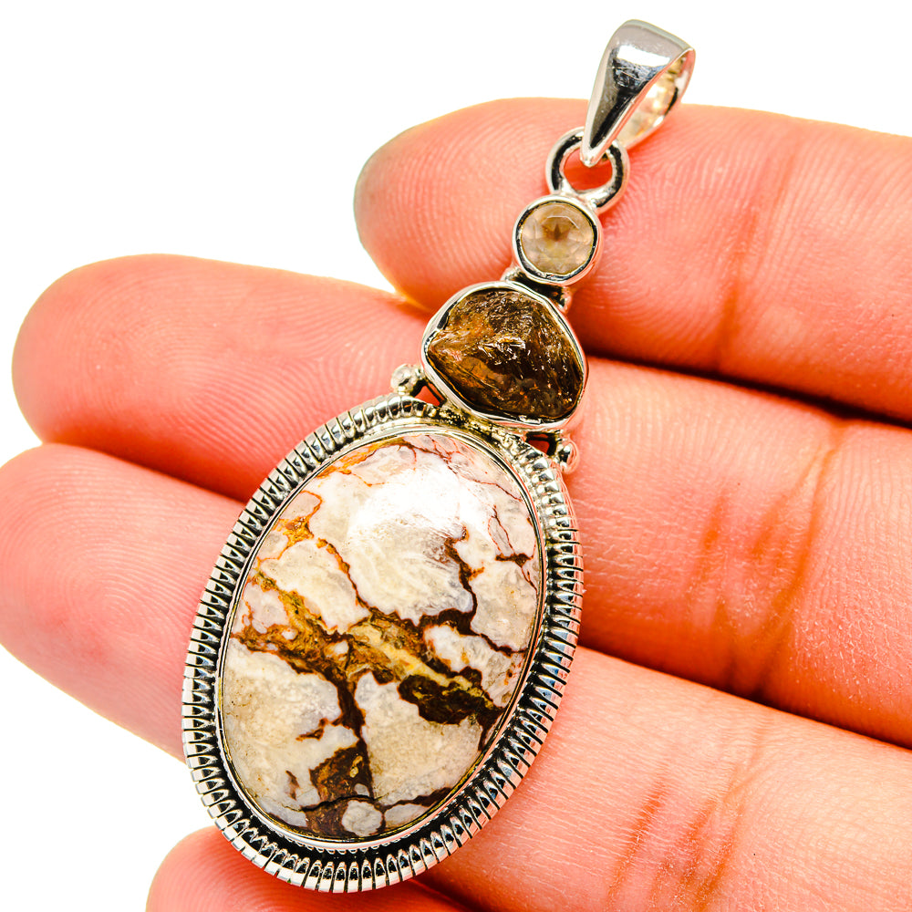 Wild Horse Jasper, Citrine, Rose Quartz Pendants handcrafted by Ana Silver Co - PD13559