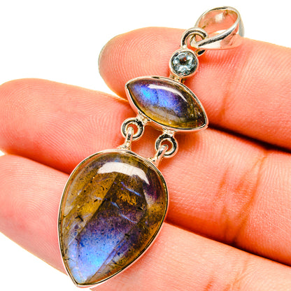 Labradorite, Blue Topaz Pendants handcrafted by Ana Silver Co - PD13564