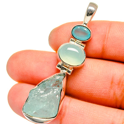 Aquamarine, Aqua Chalcedony Pendants handcrafted by Ana Silver Co - PD13576