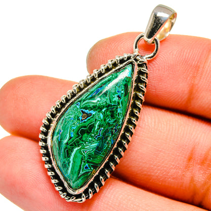 Malachite In Chrysocolla Pendants handcrafted by Ana Silver Co - PD13582