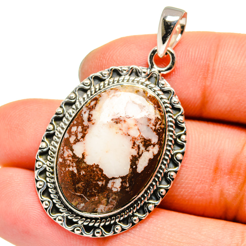 Oval wild horse jasper pendant, sterling silver bezel with hooked bail