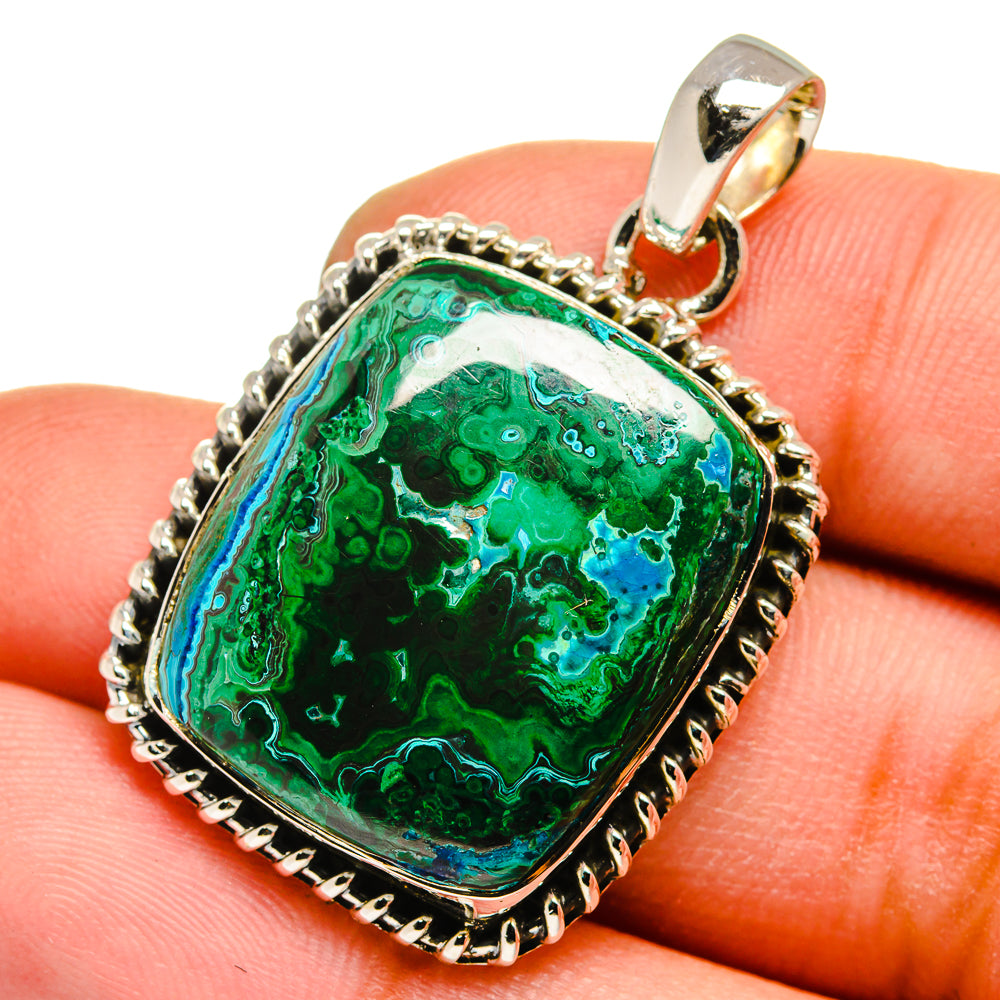 Malachite In Chrysocolla Pendants handcrafted by Ana Silver Co - PD13596