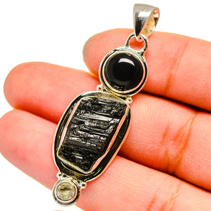 Black Tourmaline, Black Onyx, White Quartz Pendants handcrafted by Ana Silver Co - PD13599