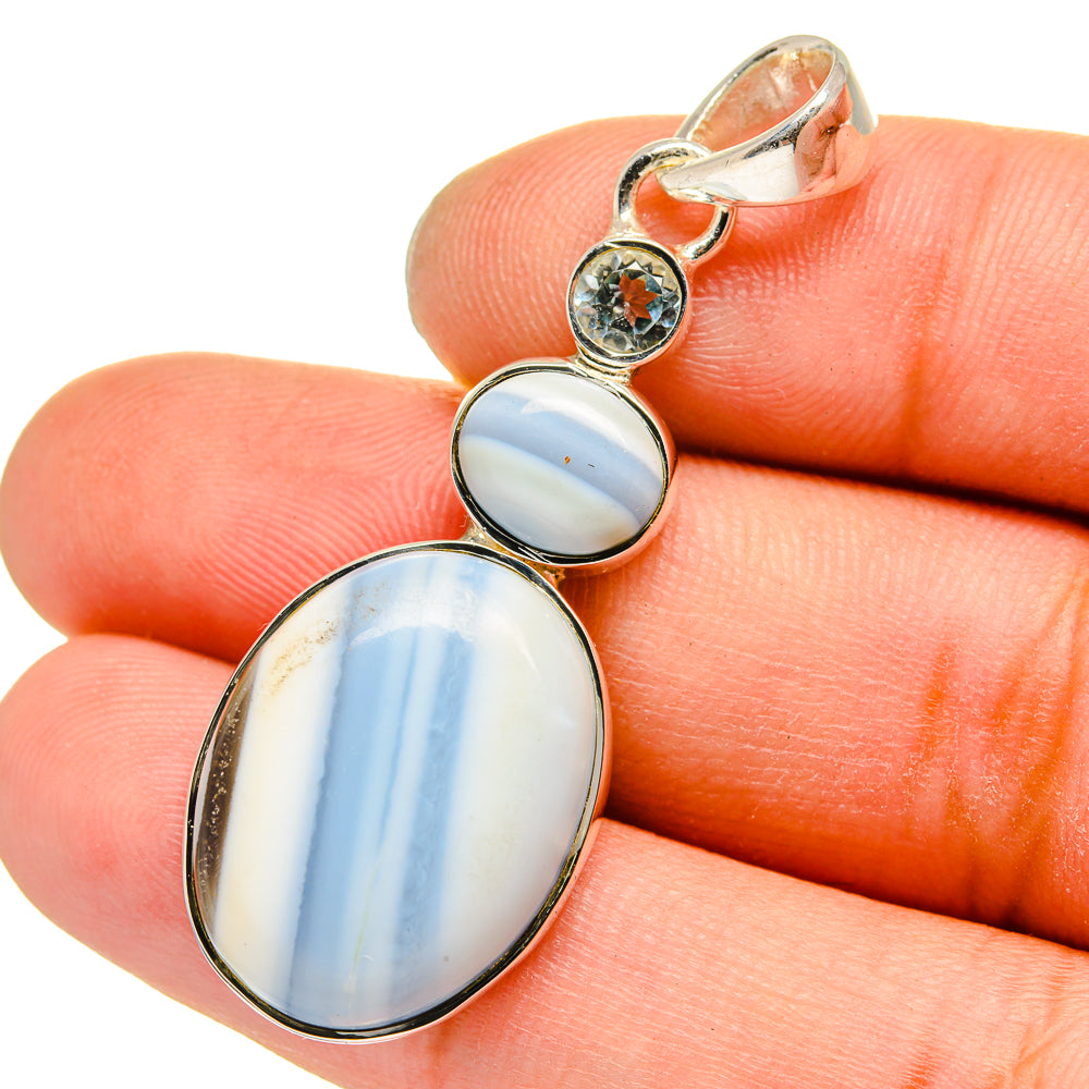Owyhee Opal, Blue Topaz Pendants handcrafted by Ana Silver Co - PD13605