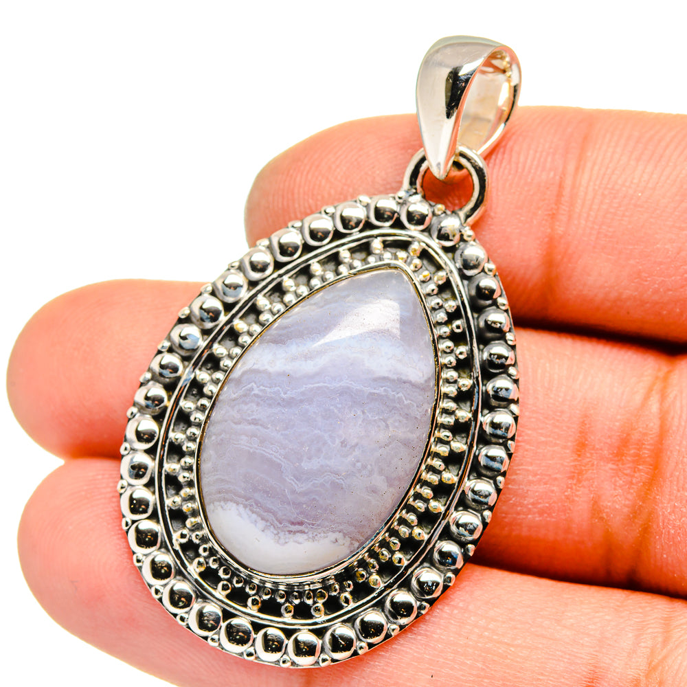 Blue Lace Agate Pendants handcrafted by Ana Silver Co - PD13611