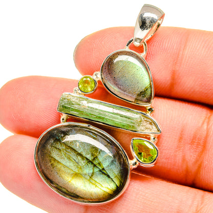 Labradorite, Green Tourmaline, Peridot Pendants handcrafted by Ana Silver Co - PD13621