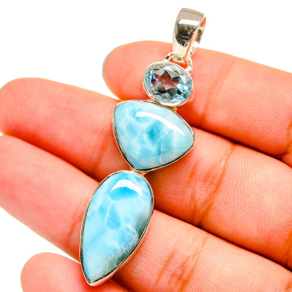 Larimar, Blue Topaz Pendants handcrafted by Ana Silver Co - PD13631