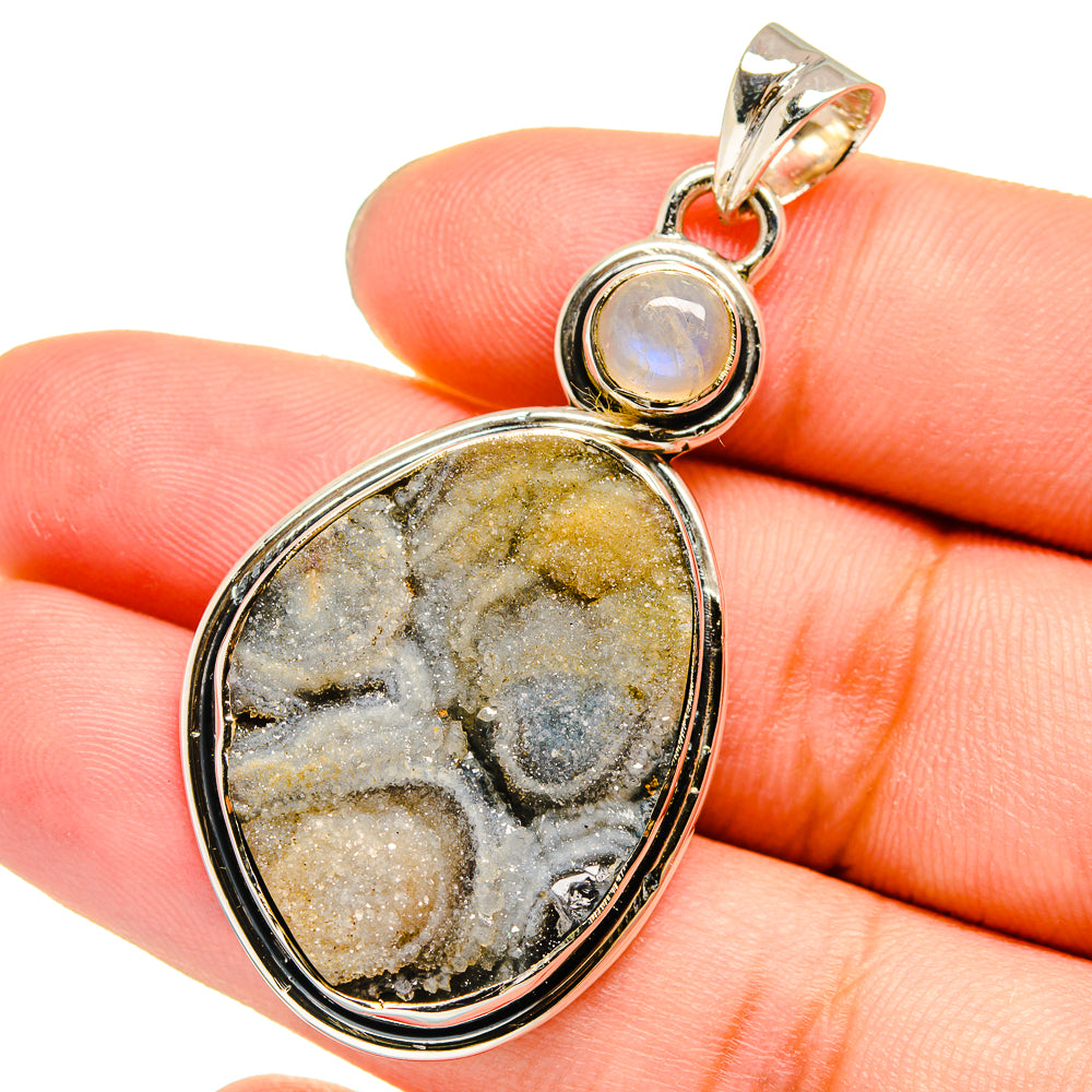 Desert Druzy, Rainbow Moonstone Pendants handcrafted by Ana Silver Co - PD13632